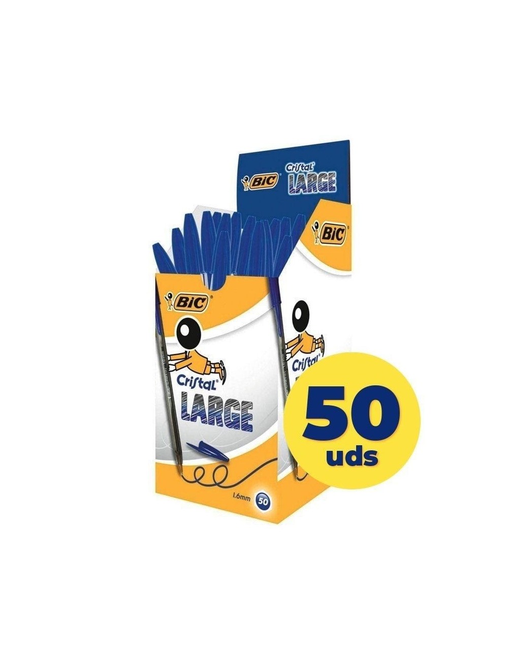 Caja de Bolígrafos de Tinta de Aceite Bic Cristal Large 880656/ 50 unidades/ Azules