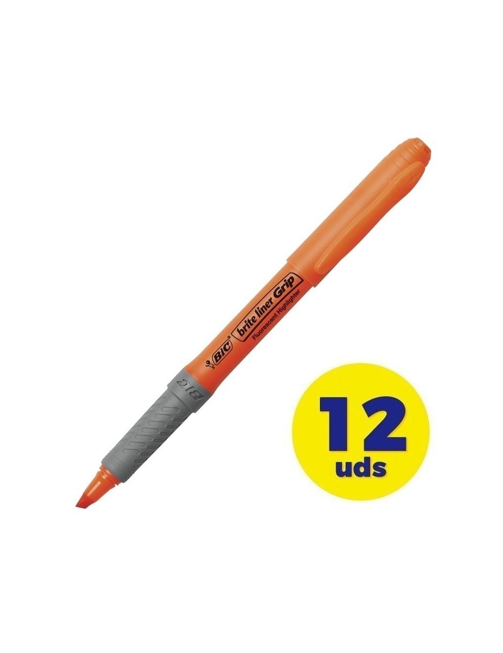Caja de Marcadores Fluorescentes Bic Brite Liner Grip/ 12 unidades/ Naranjas