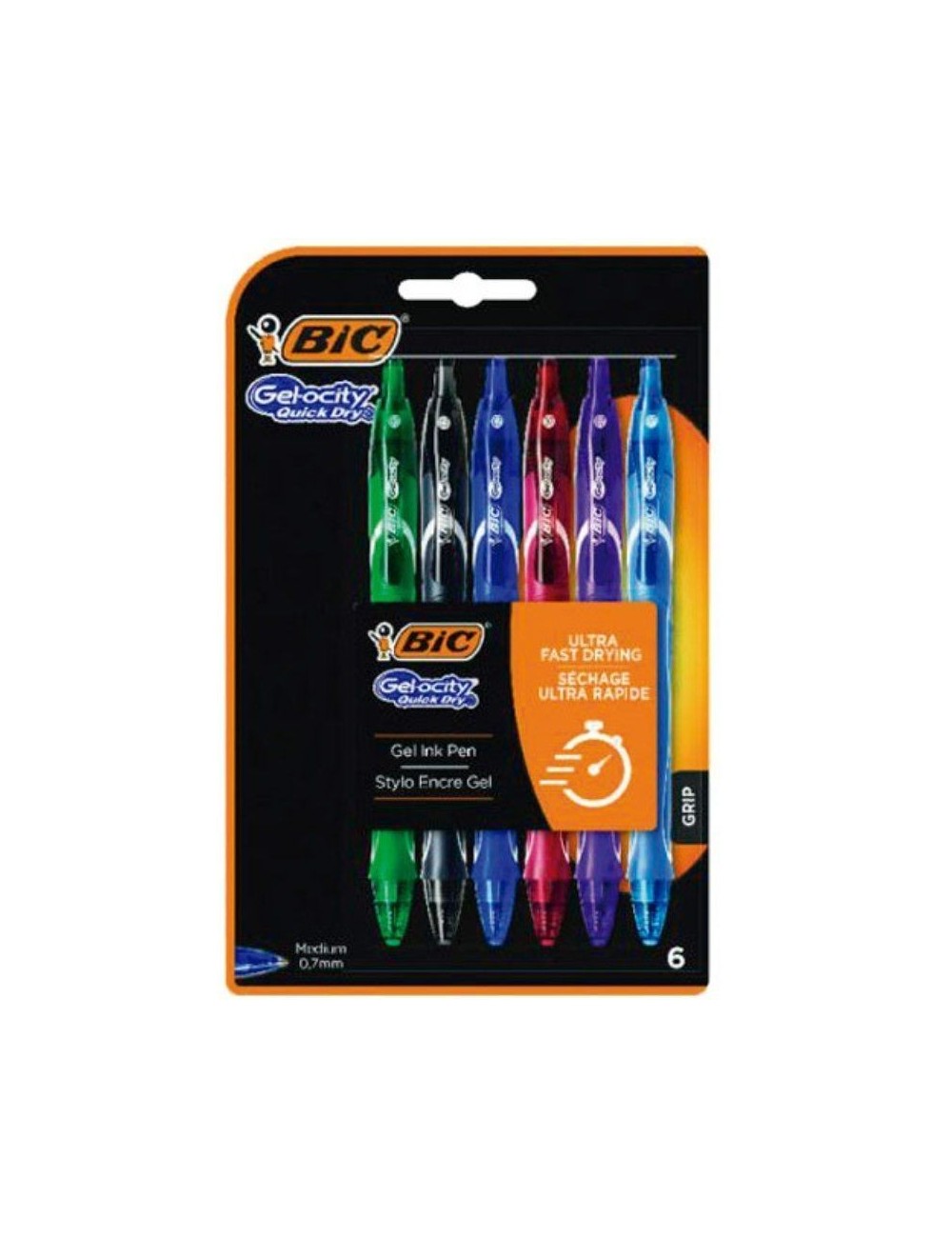 Bolígrafos de Tinta de Gel Retráctil Bic Gelocity Quick Dry 964769/ 6 unidades/ Surtidos