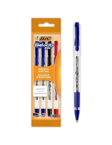 Bolígrafos de Tinta de Gel Retráctil Bic Gelocity Stic 992599/ 4 unidades/ Surtidos