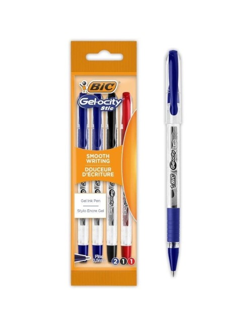 Bolígrafos de Tinta de Gel Retráctil Bic Gelocity Stic 992599/ 4 unidades/ Surtidos