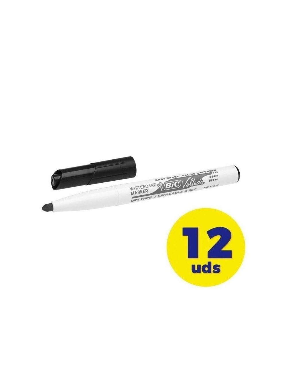 Caja de Rotuladores para Pizarra Bic Velleda 9581711/ 2mm/ 12 unidades/ Negros