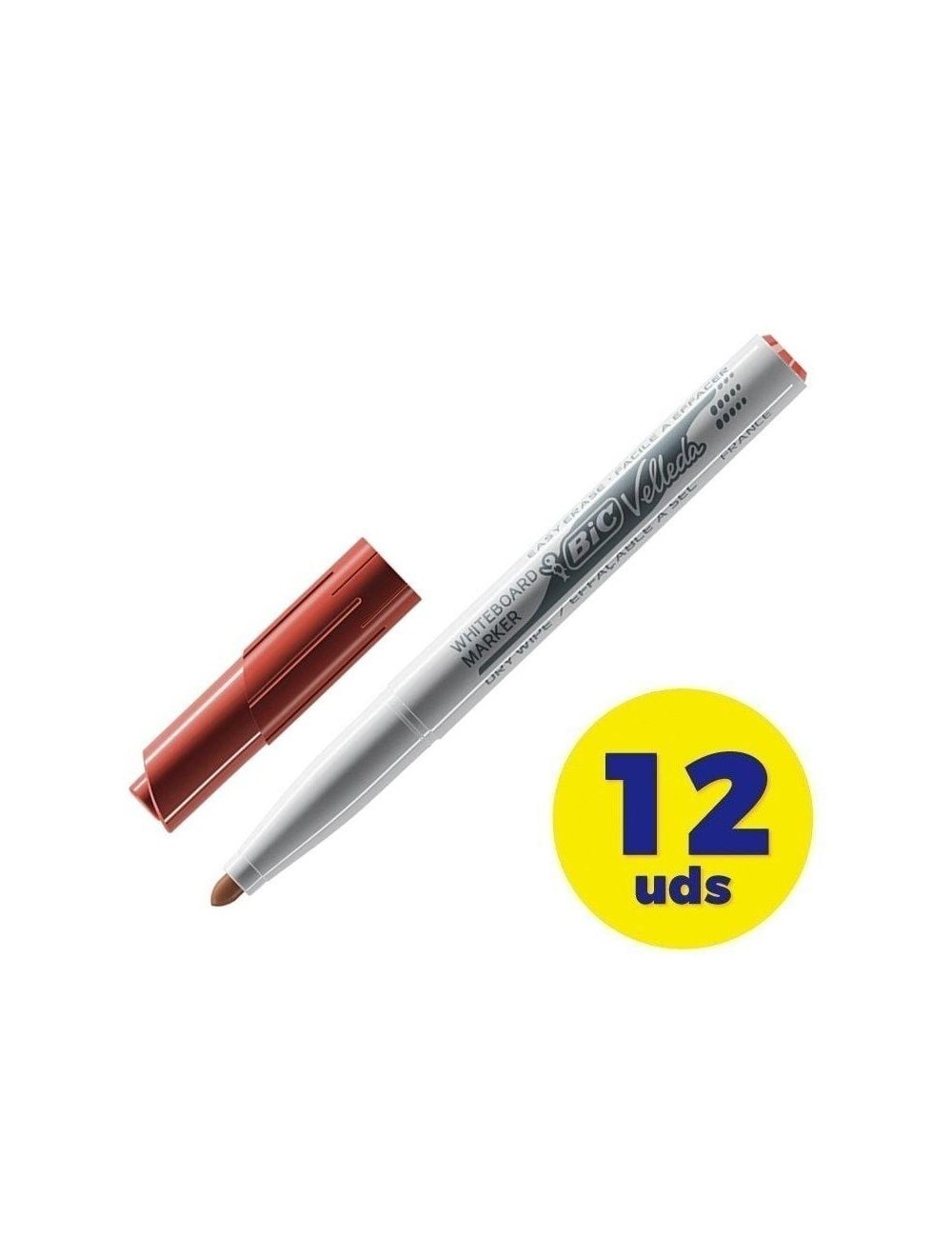 Caja de Rotuladores para Pizarra Bic Velleda 9581691/ 2mm/ 12 unidades/ Rojos