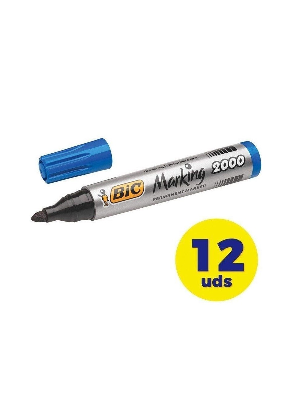 Caja de Rotuladores de Punta Fibra Acrílica Permanente Bic Marking 2000/ 4.9mm/ 12 unidades/ Azules