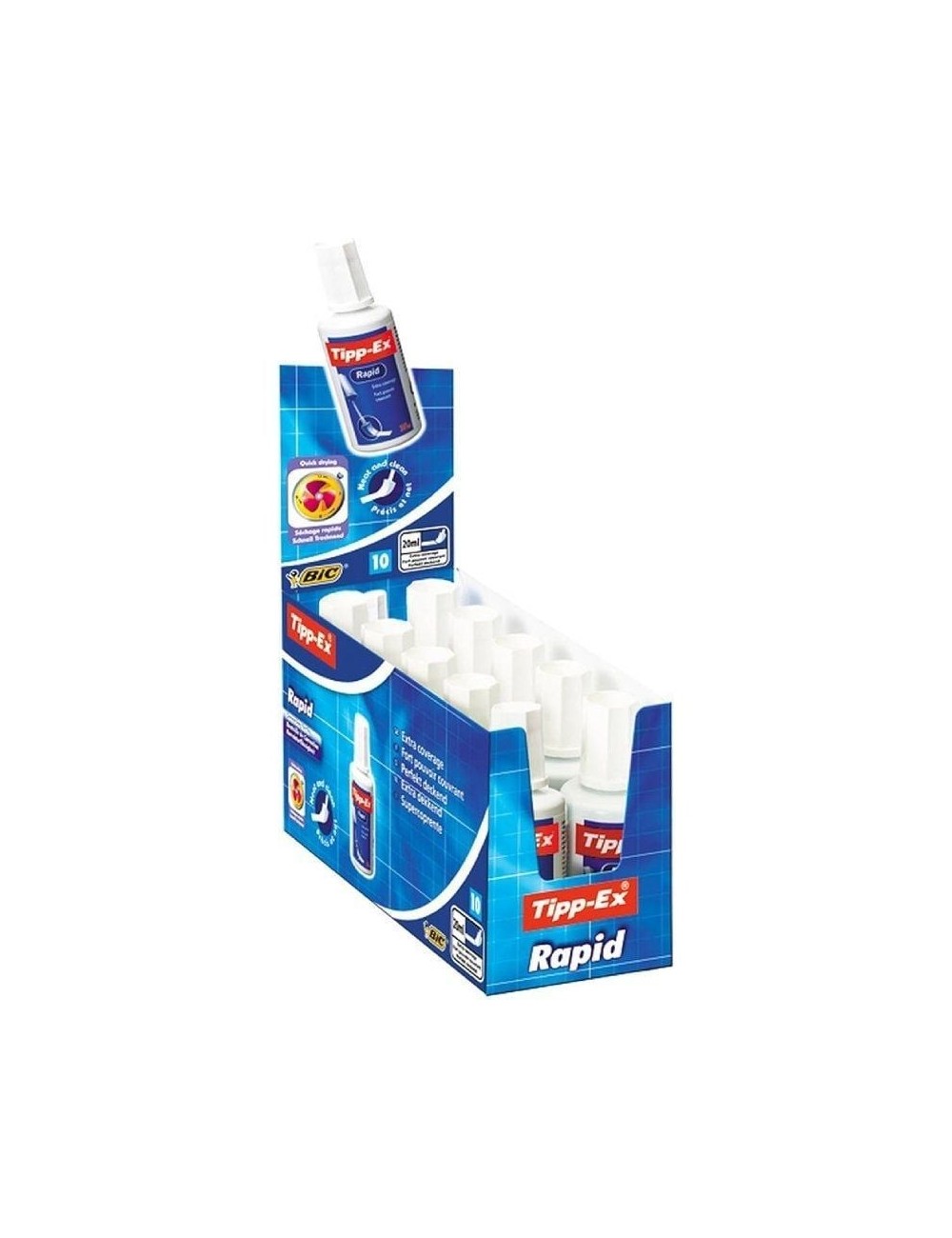 Caja de Correctores de Escritura Líquida Bic Tipp-Ex Rapid Fluid/ 20ml/ 10 unidades