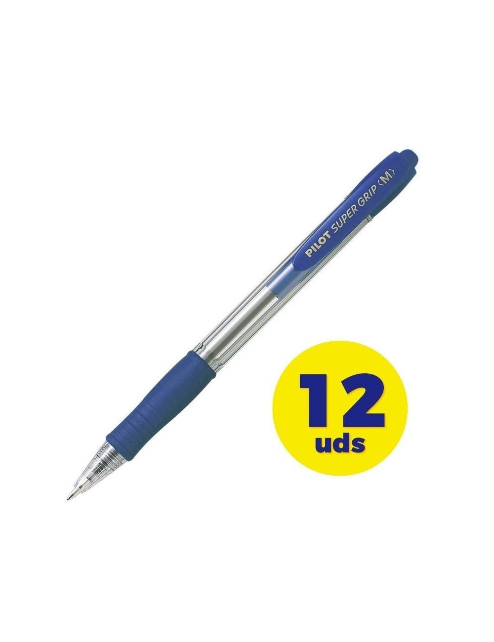 Caja de Bolígrafos de Tinta de Aceite Retráctil Pilot Super Grip M/ 12 unidades/ Azules