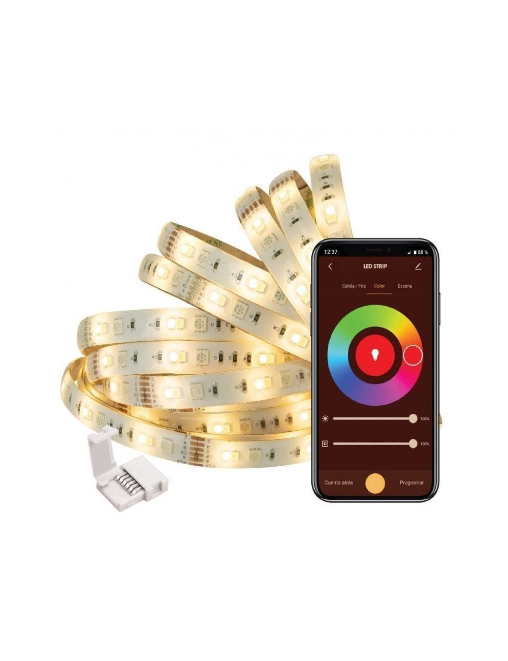 Tira LED Muvit IO MIOLST002/ 5m/ 24W/ Color RGB+CCT/ Regulable/ WiFi