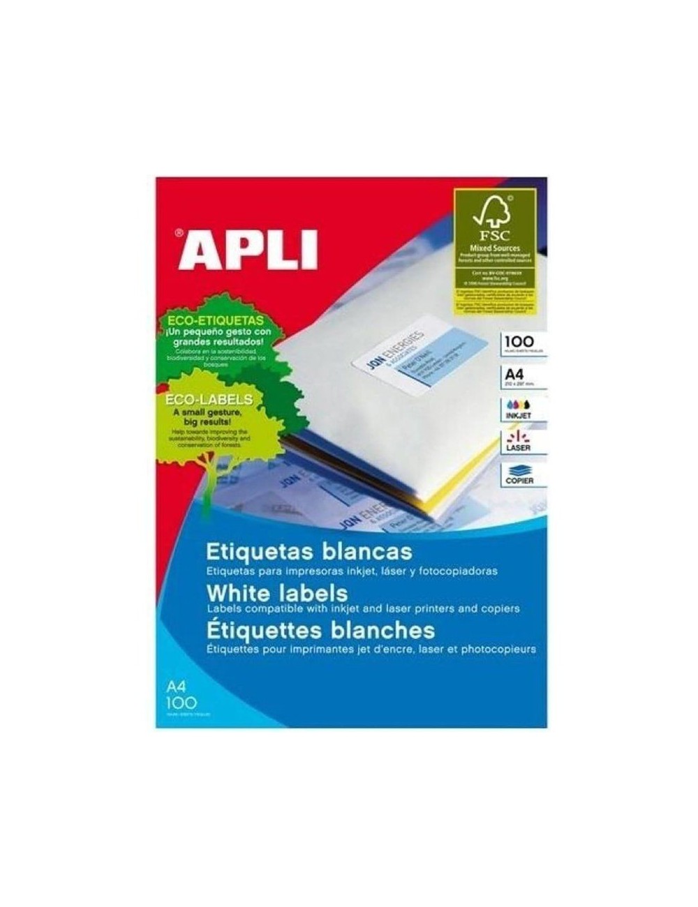 Etiquetas Adhesivas Apli 1273/ 70 x 37mm/ 100 Hojas