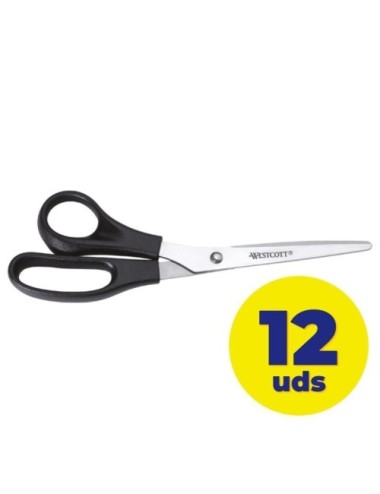 Caja de 12 unidades de Tijeras de Oficina Grafoplás Westcott 73231181/ Negras
