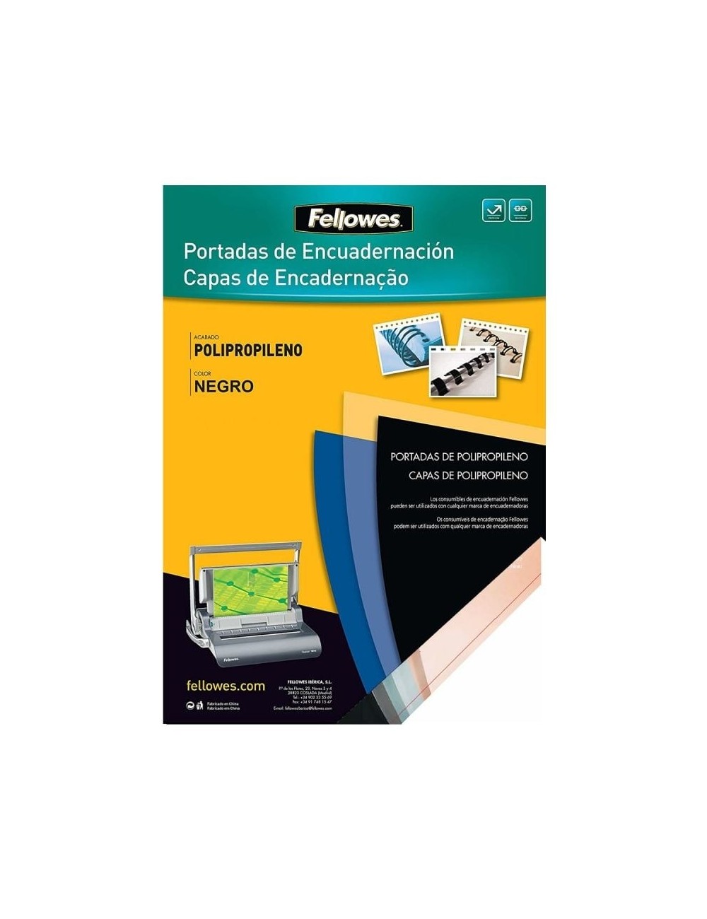Portadas de Polipropileno Fellowes 54772/ A4/ 500 Micras/ 100 unidades/ Negras