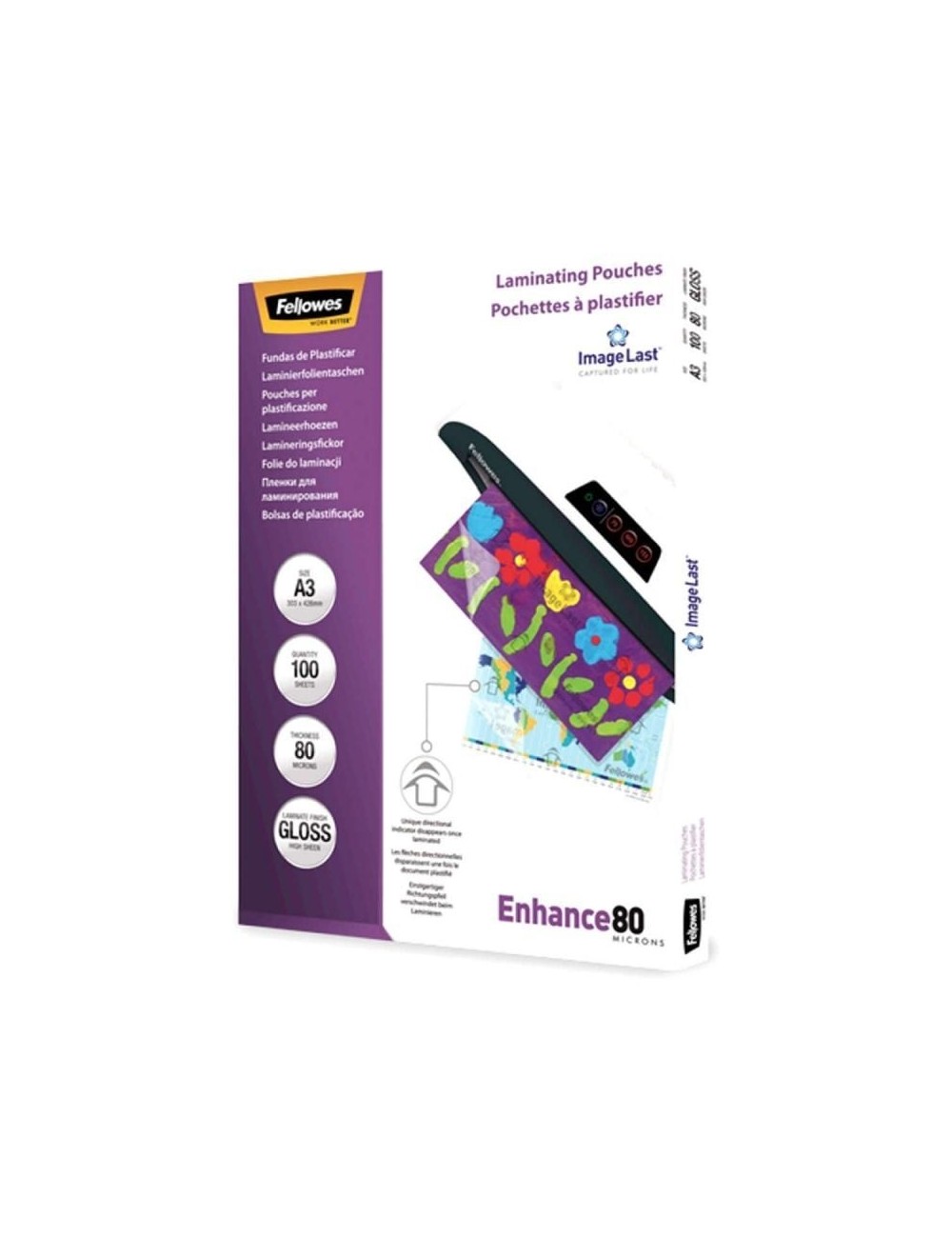 Fundas para Plastificar Fellowes 5306207/ A3/ 80 Micras/ 100 unidades