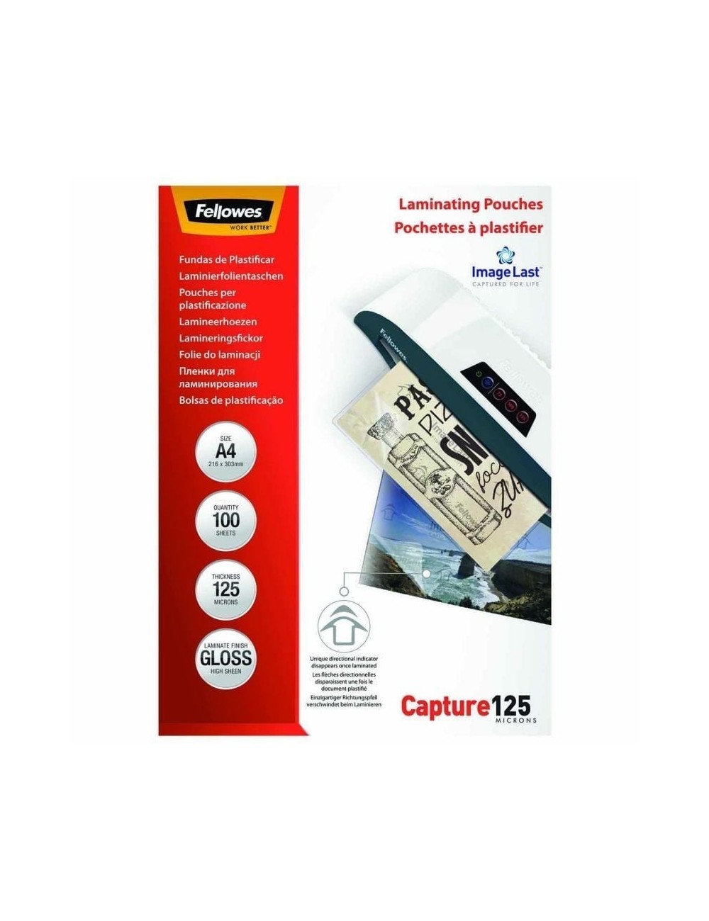 Fundas para Plastificar Fellowes 5307407/ A4/ 125 Micras/ 100 unidades