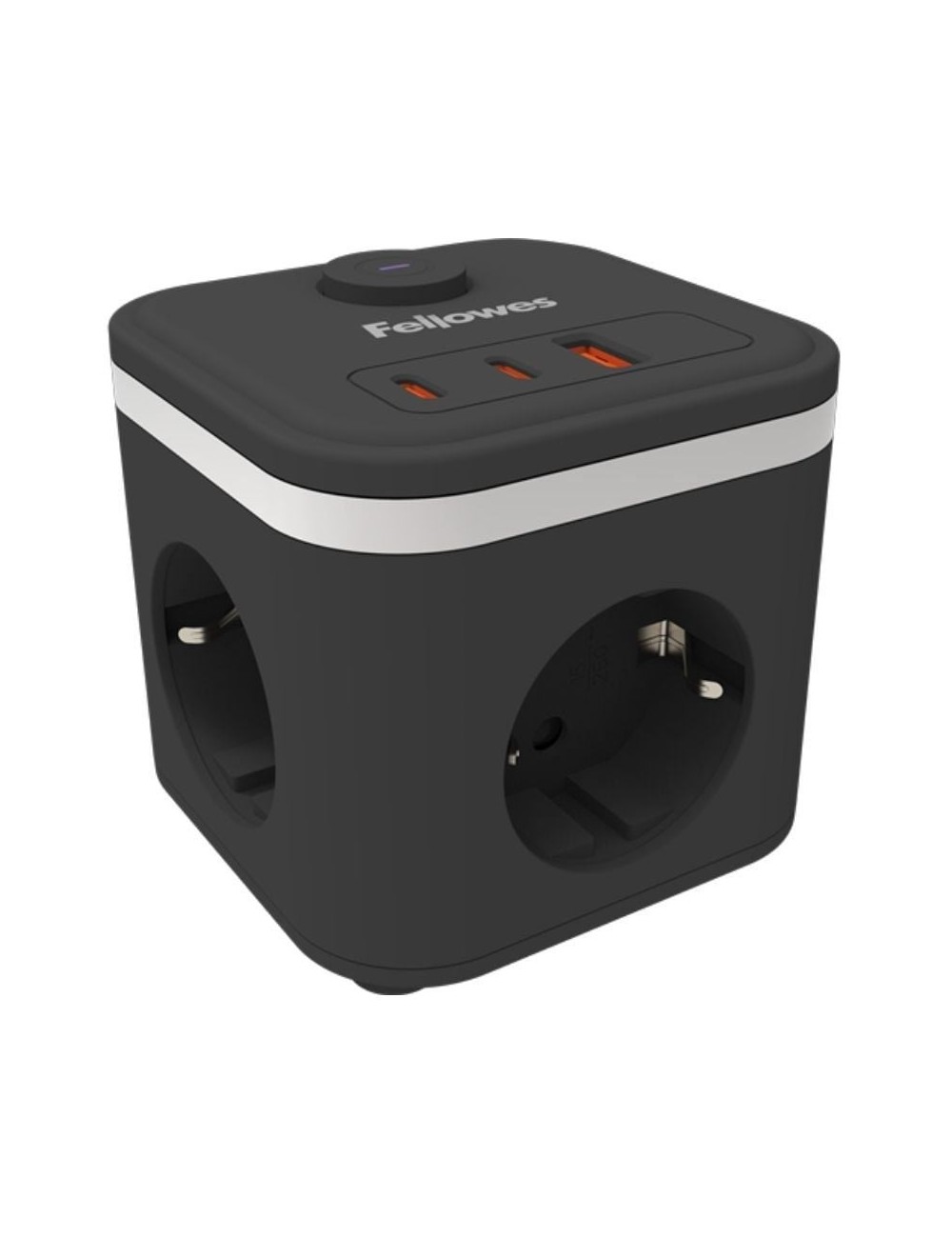 Regleta con Interruptor Fellowes/ 3 Tomas de corriente/ 1 USB - 2 USB Tipo-C/ Cable 2m/ Negra