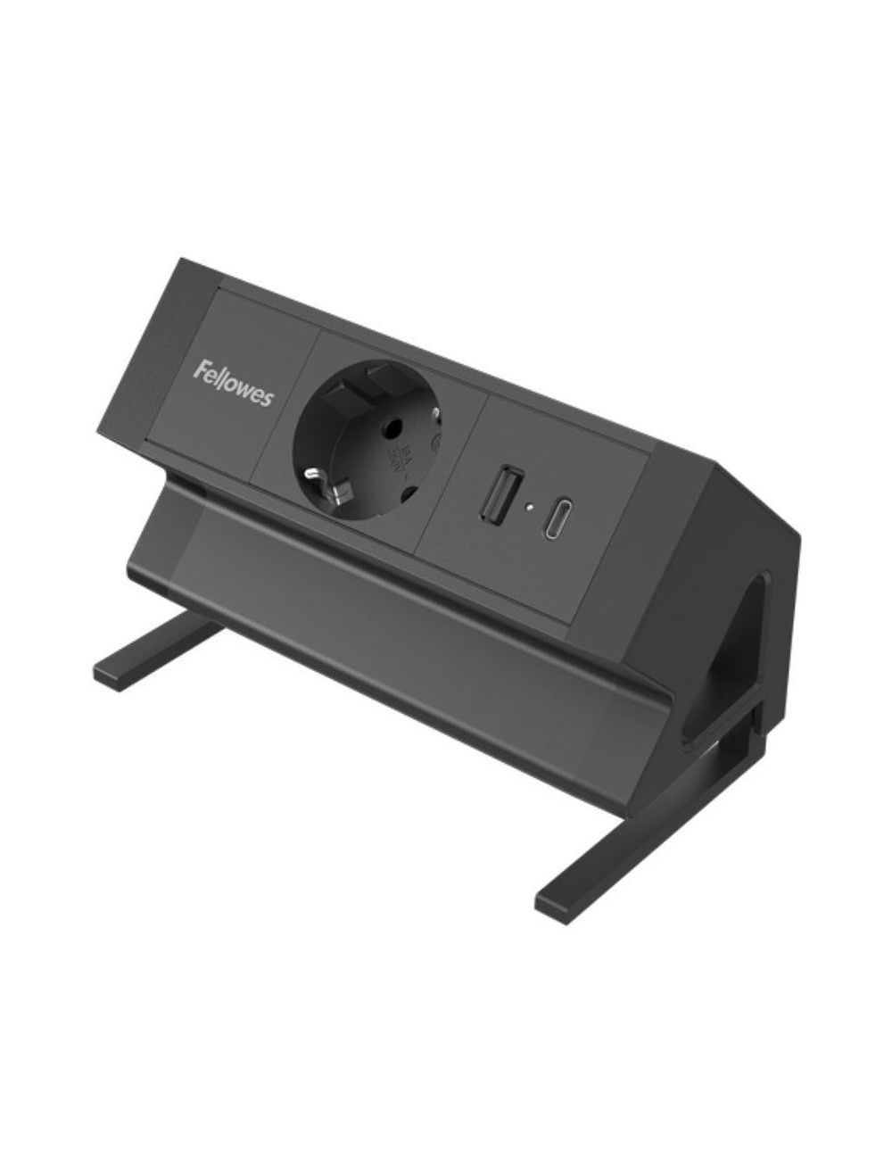 Regleta Sobremesa Fellowes 100137172/ 1 Tomas de corriente/ 1 USB - 1 USB Tipo-C/ Cable 2m/ Negra