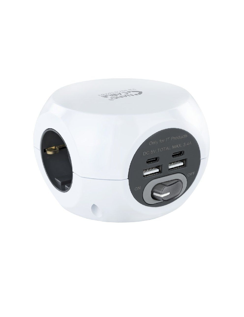 Regleta Nanocable 10.37.0001/ 3 Tomas de corriente/ 2 USB - 2 USB Tipo-C/ Cable 1.4m/ Blanca