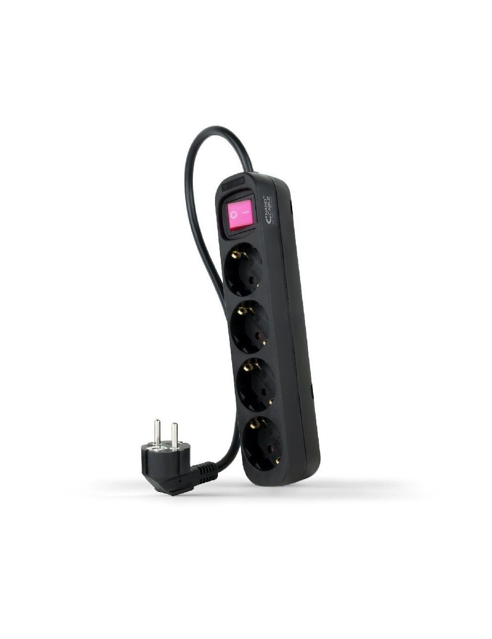 Regleta con Interruptor Nanocable 10.37.0004-BK/ 4 Tomas de Corriente/ Cable 1.4m/ Negro