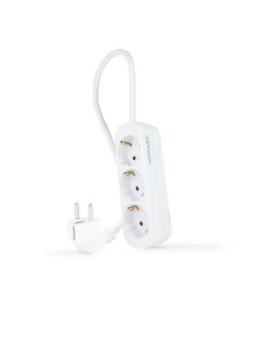 Regleta Nanocable 10.38.0003-NS/ 3 Tomas de Corriente/ Cable 1.4m/ Blanca