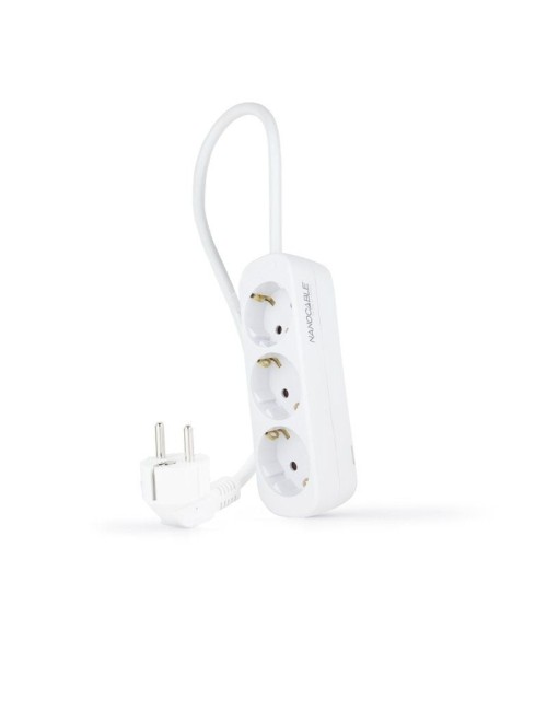 Regleta Nanocable 10.38.0003-NS/ 3 Tomas de Corriente/ Cable 1.4m/ Blanca