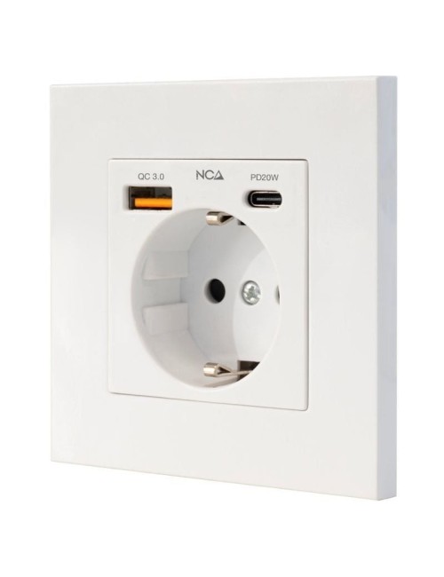Roseta de Pared Nanocable 10 35 0011/ 1 Schuko/ 1 USB Tipo-C/ 1 USB
