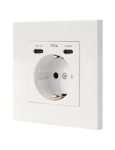 Roseta de Pared Nanocable 10 35 0012/ 1 Schuko/ 2 USB