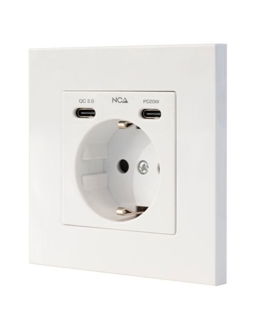 Roseta de Pared Nanocable 10 35 0012/ 1 Schuko/ 2 USB