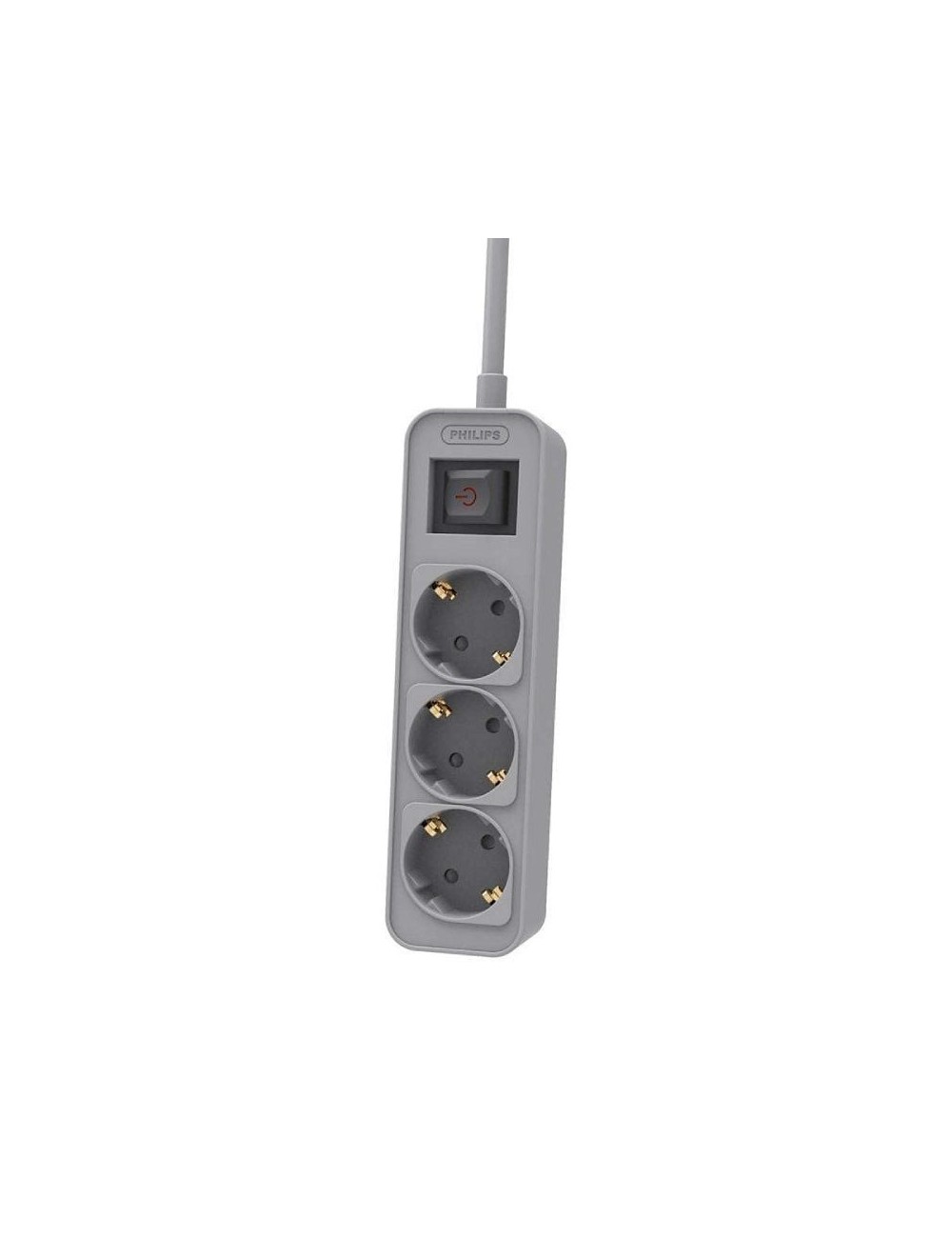 Regleta con Interruptor Philips CHP2134G/ 3 Tomas de corriente/ Cable 1.5m/ Gris