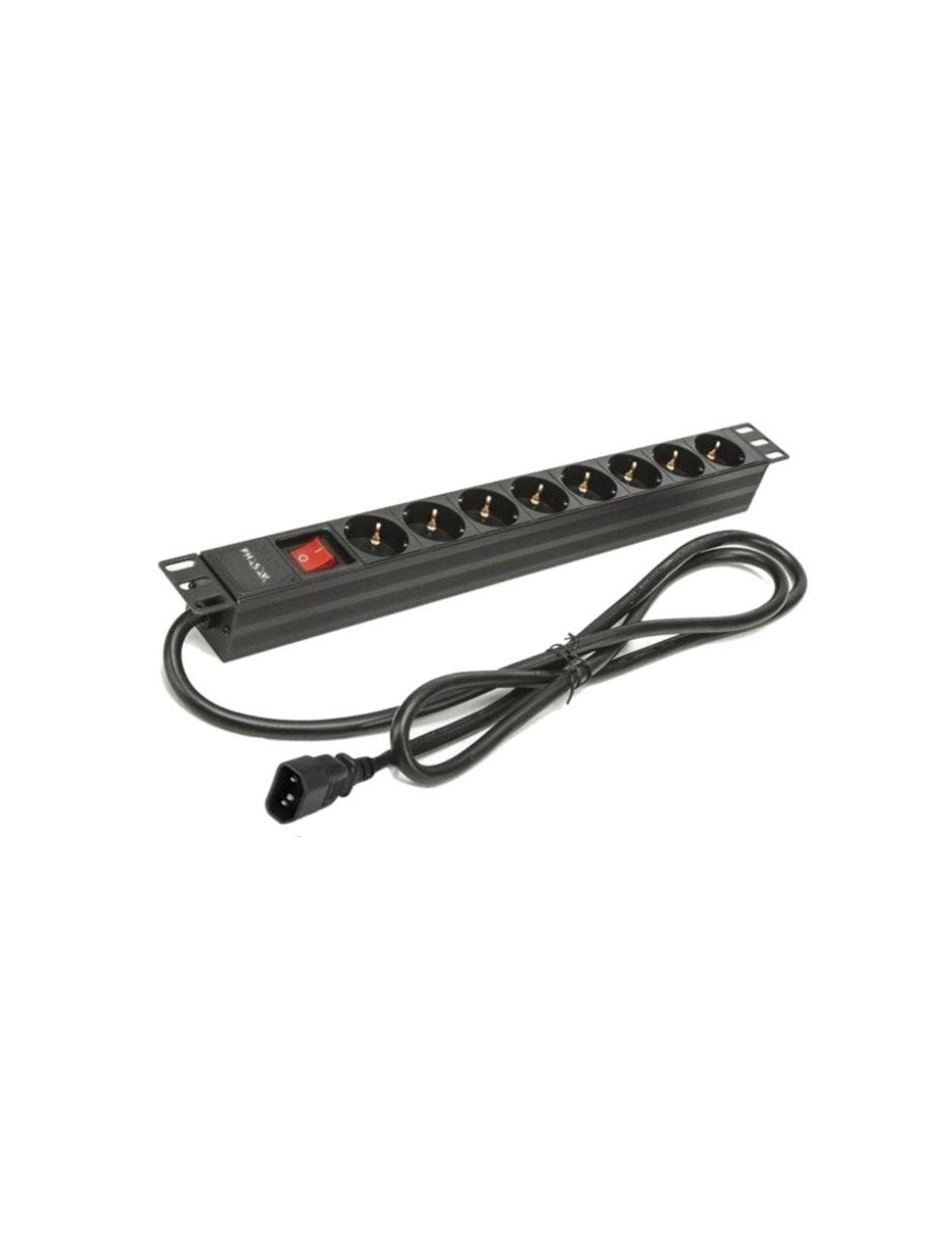 Regleta con Interruptor Phasak BNS 3535/ 8 Tomas de Corriente/ Cable 2m/ Negro