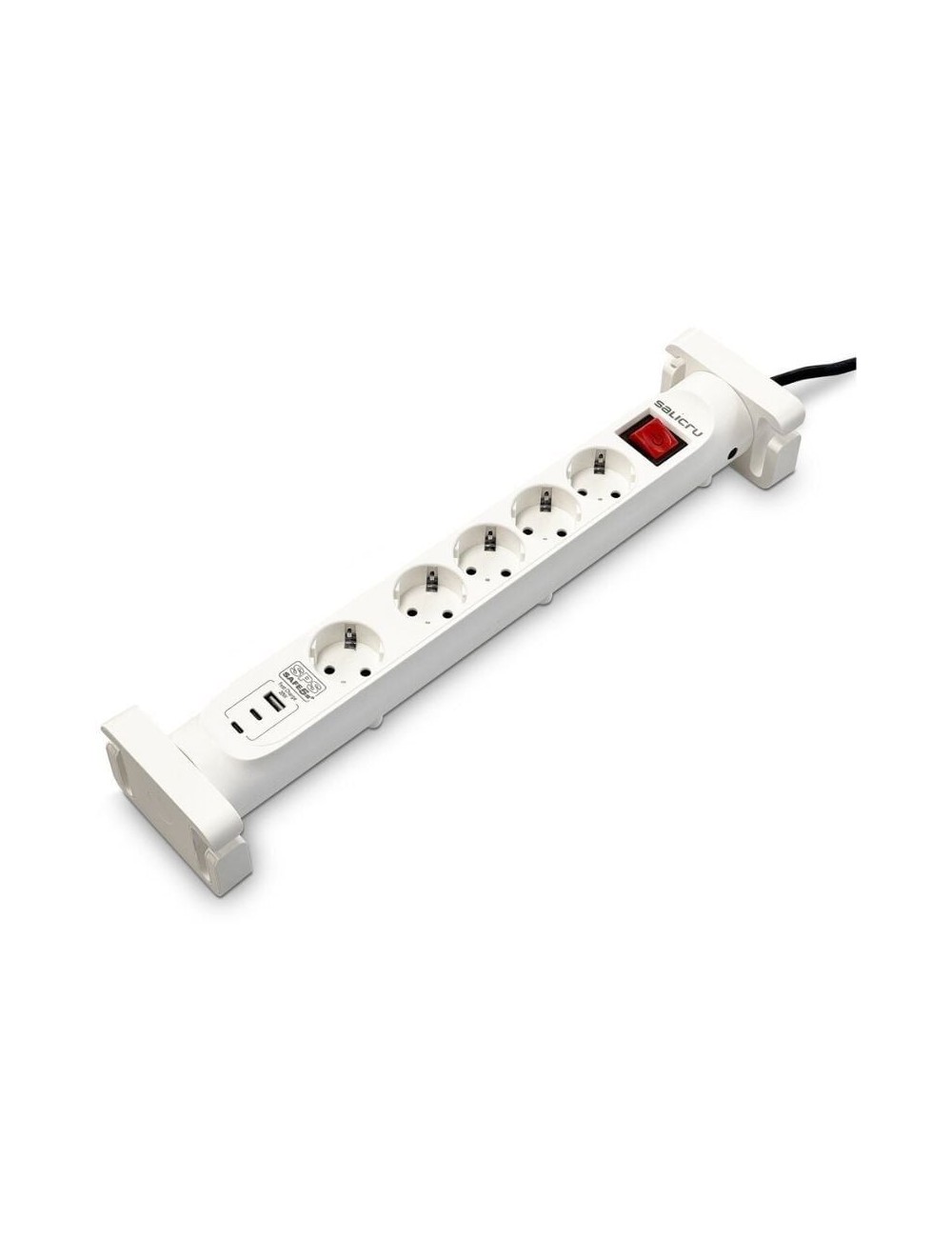 Regleta con interruptor Salicru SAFE 5S+/ 4 Tomas de corriente/ 1 Master/ 2 USB Tipo-C/ 1 USB/ Cable 1.4m/ Blanca