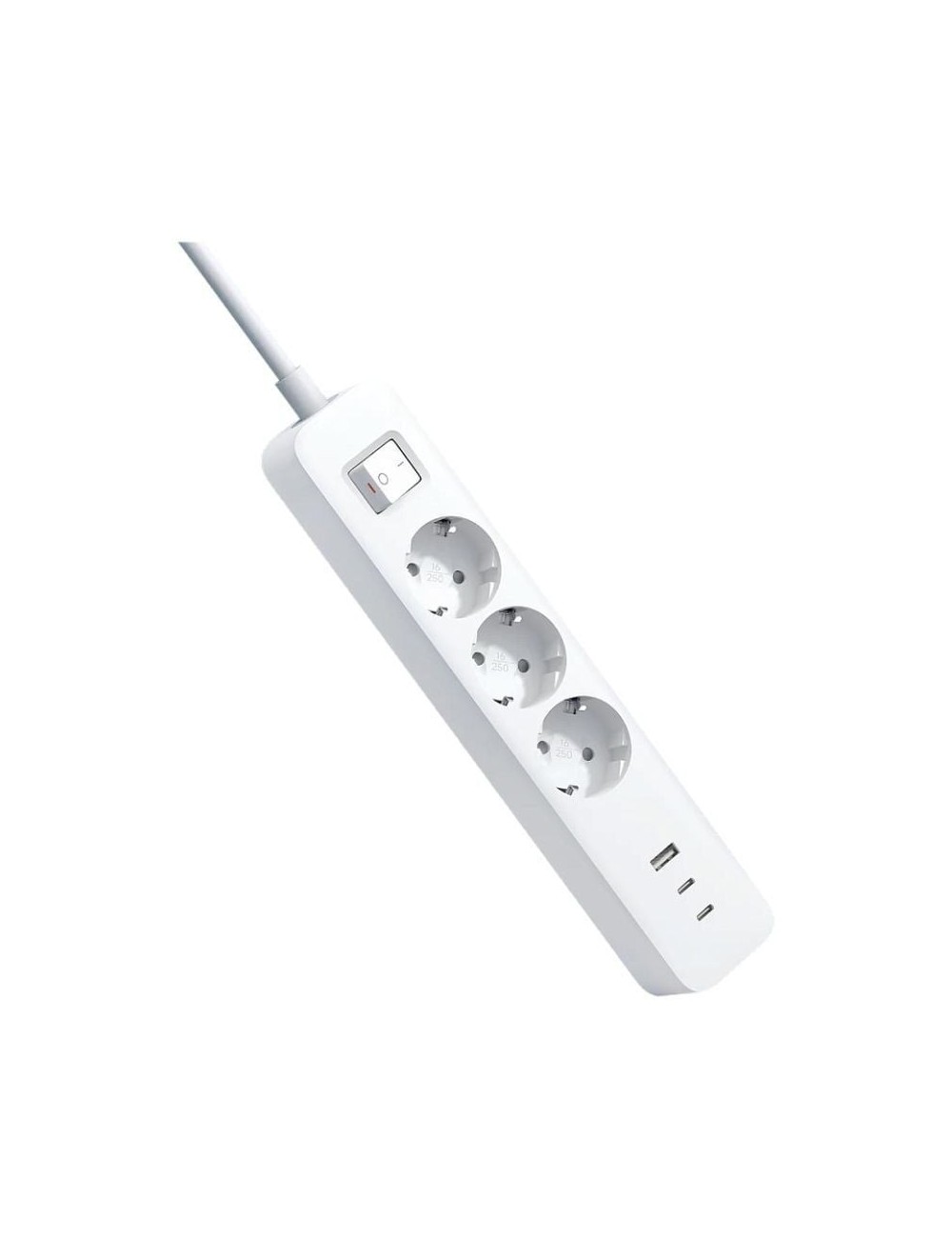 Regleta con Interruptor Xiaomi 20W Power Strip/ 3 Tomas de Corriente/ 1 USB/ 2 USB Tipo-C/ Cable 1.4m/ Blanca