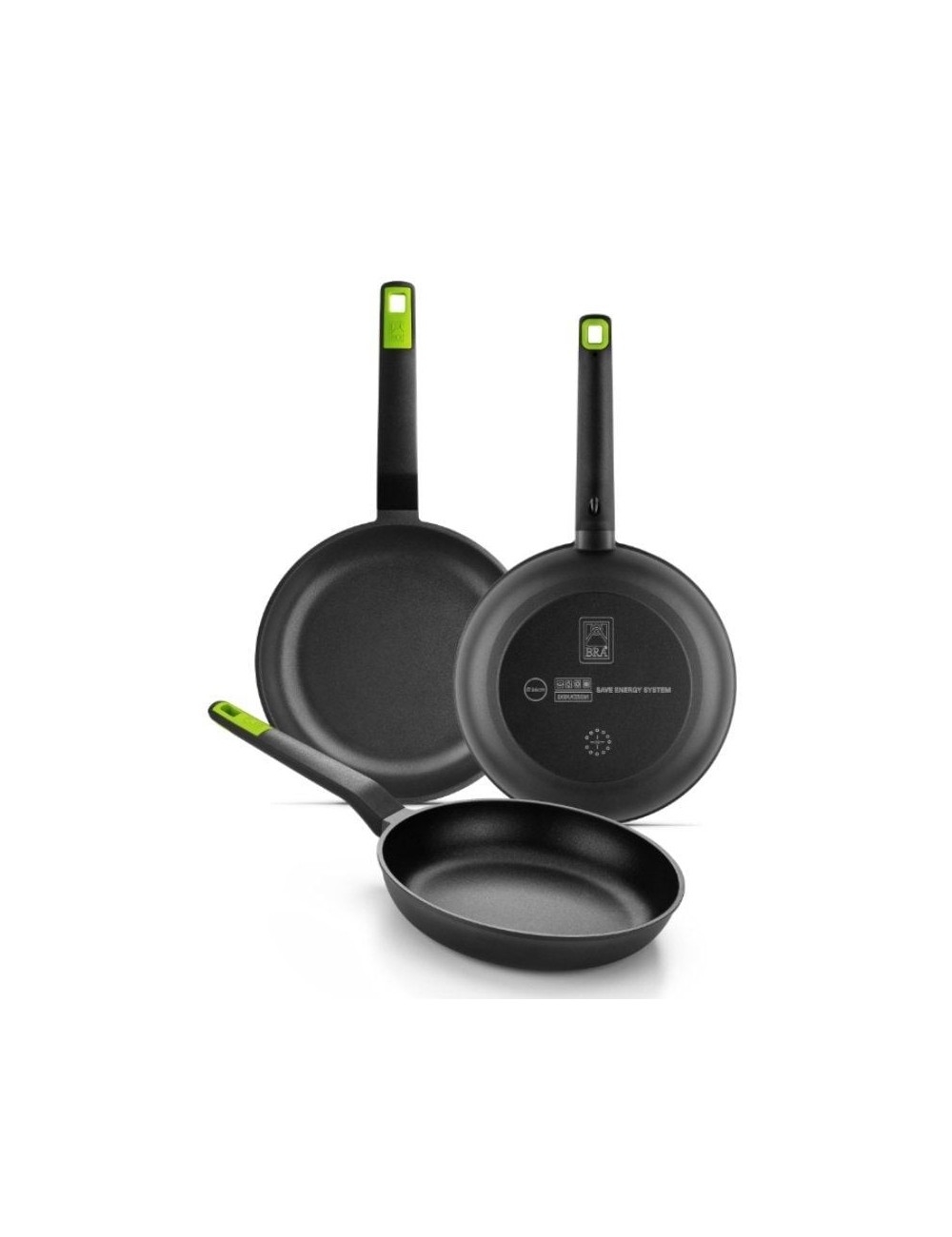 Pack 3 Sartenes Bra Gastro A841202/ Ø20cm/ Ø24cm/ Ø28cm/ Apta para Inducción