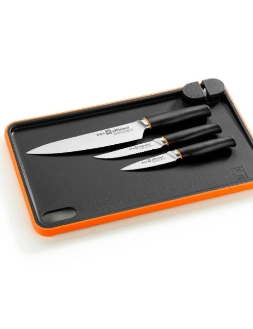 Pack 3 Cuchillos Bra Efficient A198021 con tabla para cortar
