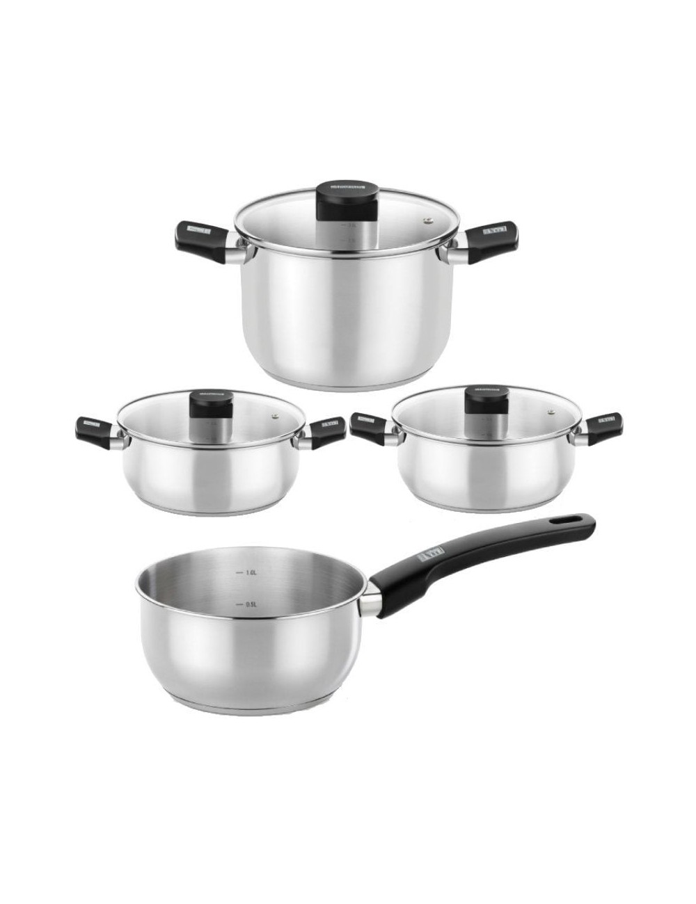 Pack Batería de Cocina Elite Monix M240001/ Cazo Ø14cm/ Ollas Ø24cm/ Cacerolas Ø20 - 24cm/ Acero Inoxidable/ Apta para Inducción