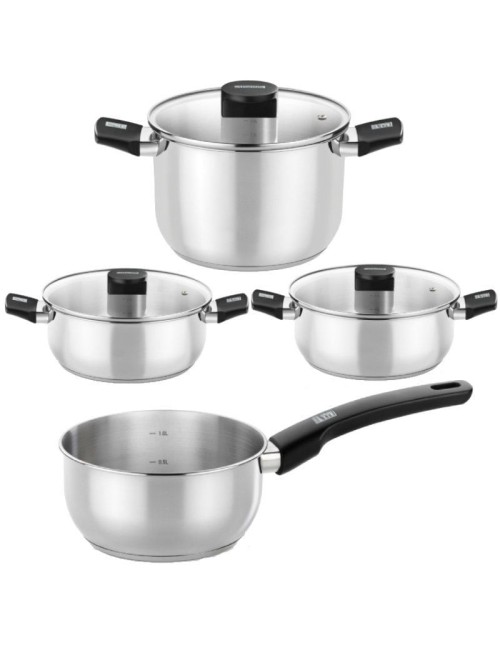 Pack Batería de Cocina Elite Monix M240001/ Cazo Ø14cm/ Ollas Ø24cm/ Cacerolas Ø20 - 24cm/ Acero Inoxidable/ Apta para Inducción