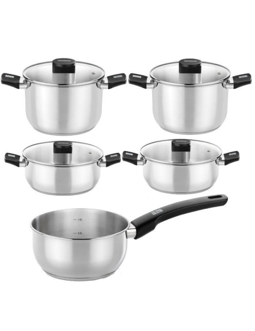 Pack Batería de Cocina Elite Monix M240002/ Cazo Ø14cm/ Ollas Ø20 - 24cm/ Cacerolas Ø20 - 24cm/ Acero Inoxidable/ Apta para Indu