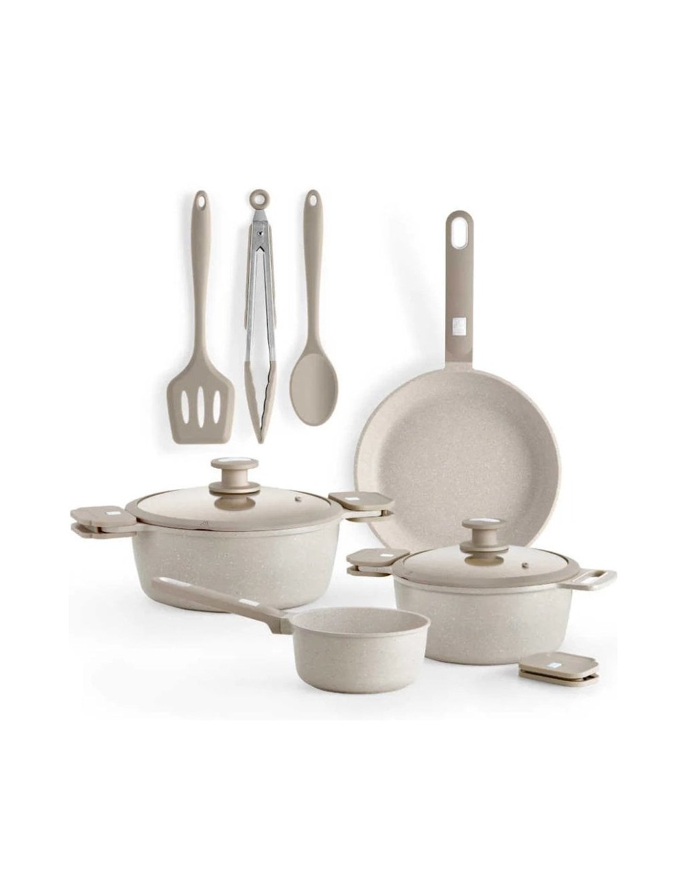 Pack Batería de Cocina Monix Denmark/ Cazo Ø16cm/ Sarten Ø24cm/ Cacerolas Ø20 - 24cm/ Aluminio Fundido/ Apta para Inducción