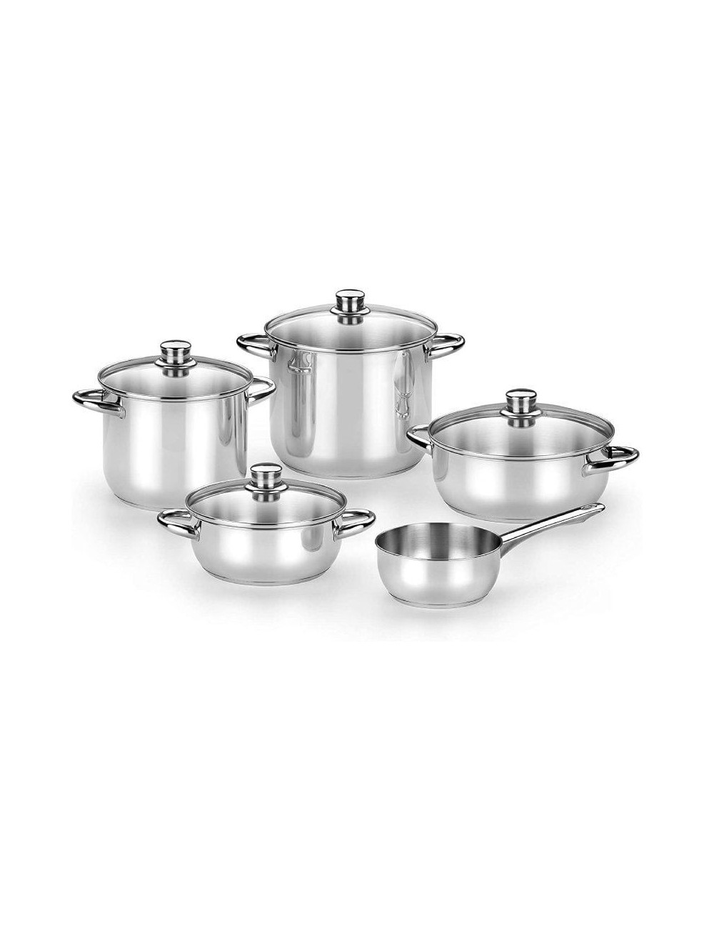 Pack Batería de Cocina Monix Optima2 M450001/ Cazo Ø16cm/ Ollas Ø20 - 24cm/ Cacerolas Ø20 - 24cm/ Acero Inoxidable/ Apta para In