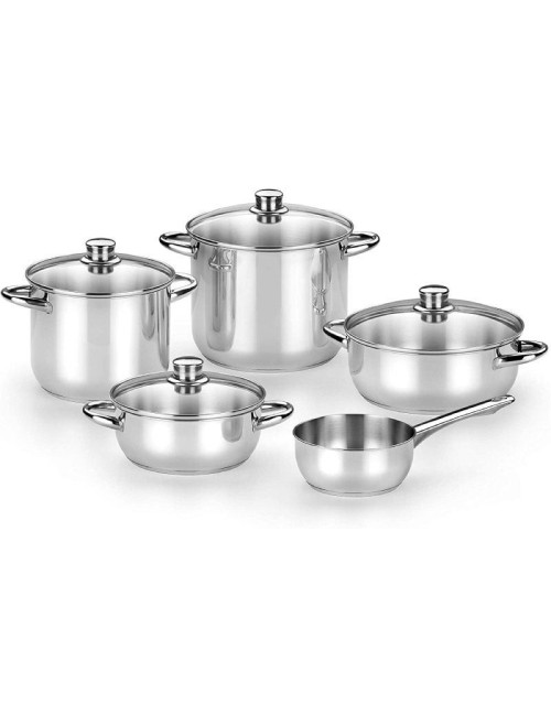 Pack Batería de Cocina Monix Optima2 M450001/ Cazo Ø16cm/ Ollas Ø20 - 24cm/ Cacerolas Ø20 - 24cm/ Acero Inoxidable/ Apta para In