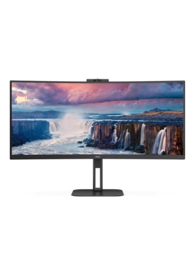 Monitor Profesional Curvo Ultrapanorámico AOC CU34V5CW/BK 34'/ UWQHD/ Webcam/ Multimedia/ Regulable en altura/ Negro