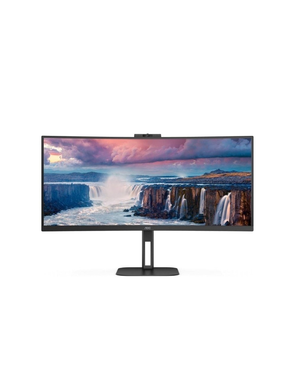 Monitor Profesional Curvo Ultrapanorámico AOC CU34V5CW/BK 34'/ UWQHD/ Webcam/ Multimedia/ Regulable en altura/ Negro