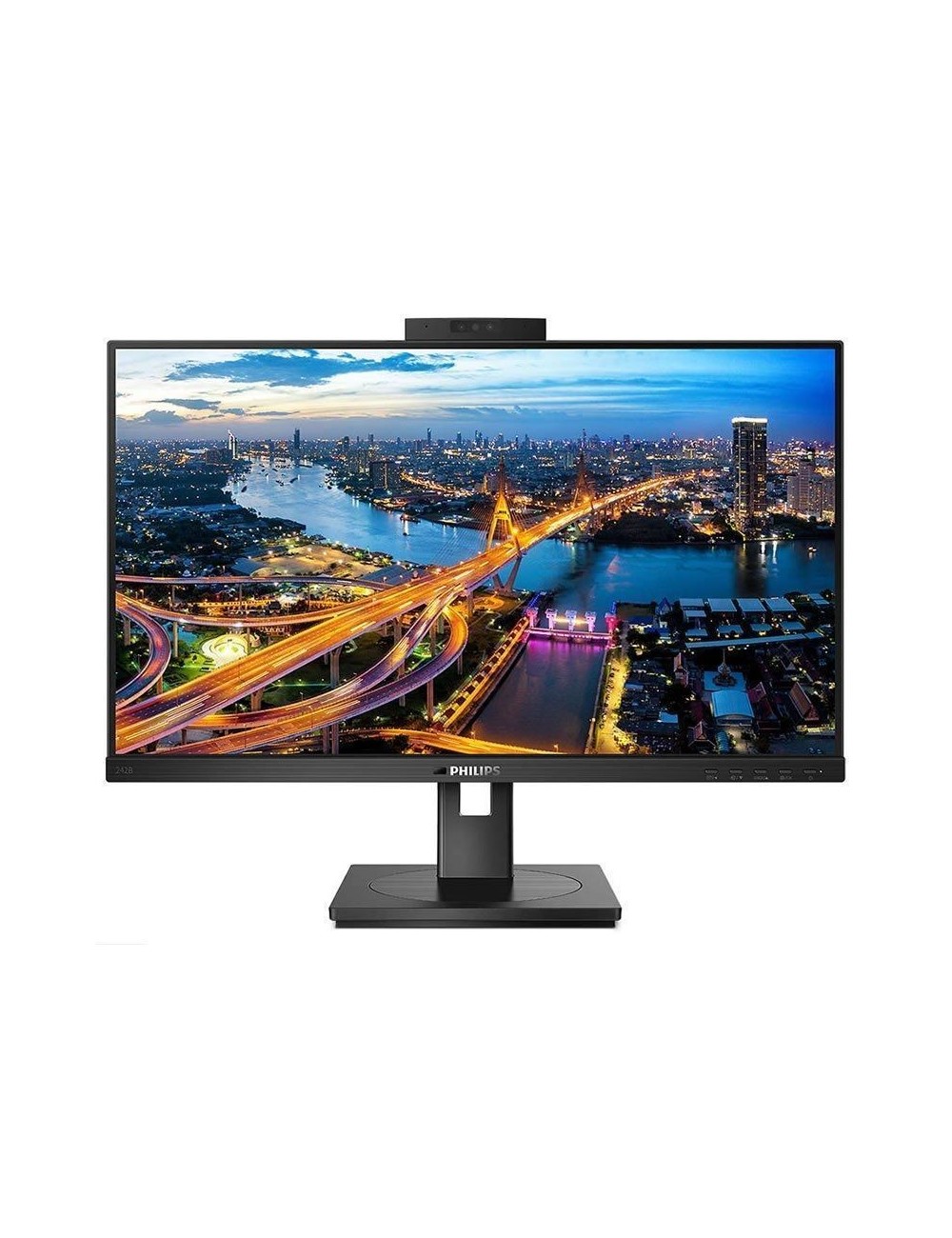 Monitor Profesional Philips 242B1H 23.8'/ Full HD/ Webcam/ Multimedia/ Regulable en altura/ Negro