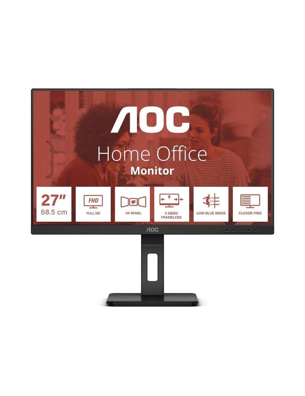 Monitor Profesional AOC 27E3QAF 27'/ Full HD/ Multimedia/ Regulable en altura/ Negro