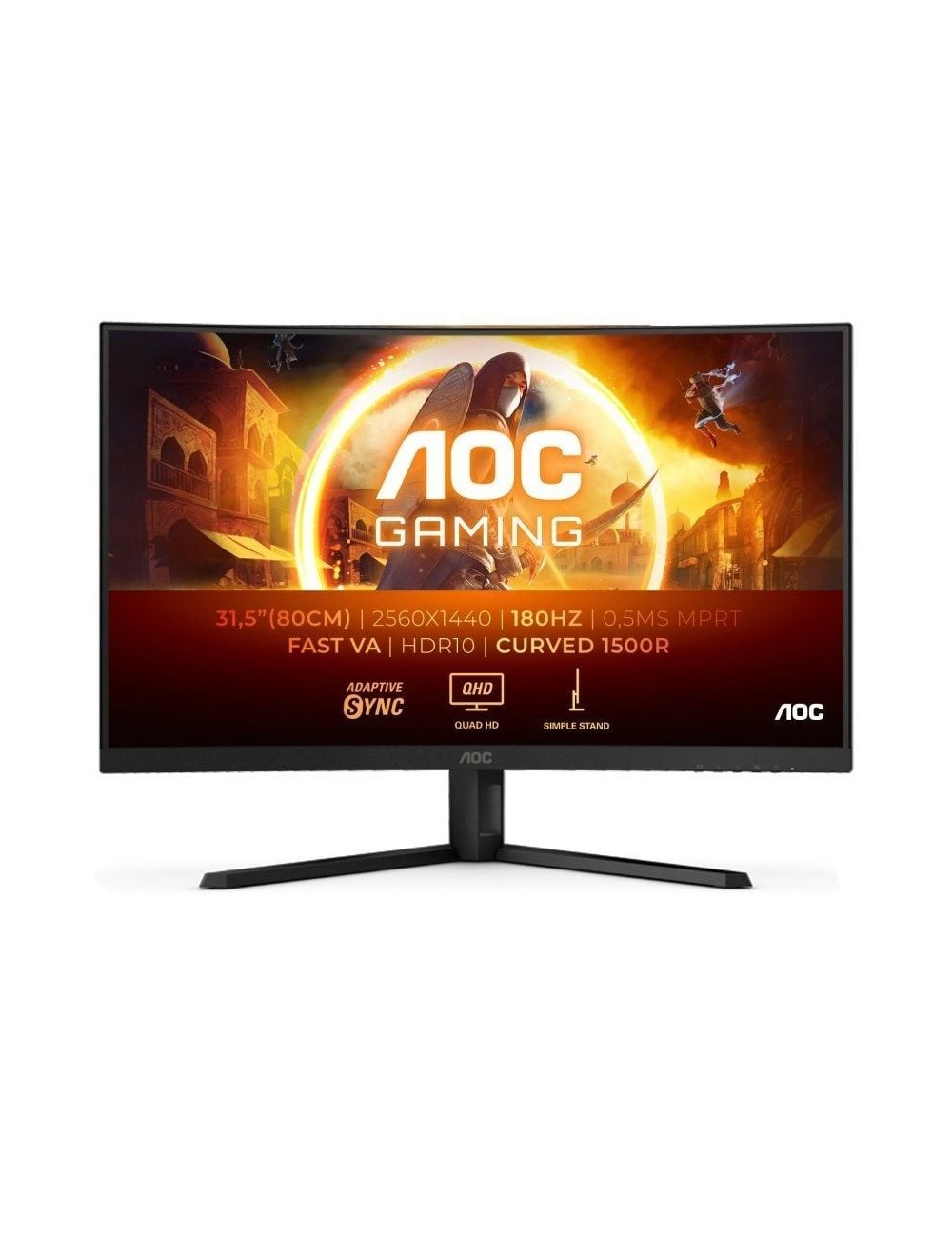 Monitor Gaming Curvo AOC CQ32G4VE 31.5'/ QHD/ 0.5ms/ 180Hz/ VA/ Negro