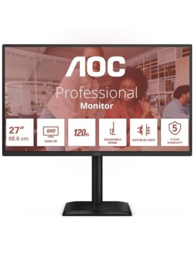 Monitor Profesional AOC Q27E4CV 27'/ QHD/ Multimedia/ Regulable en altura/ Negro