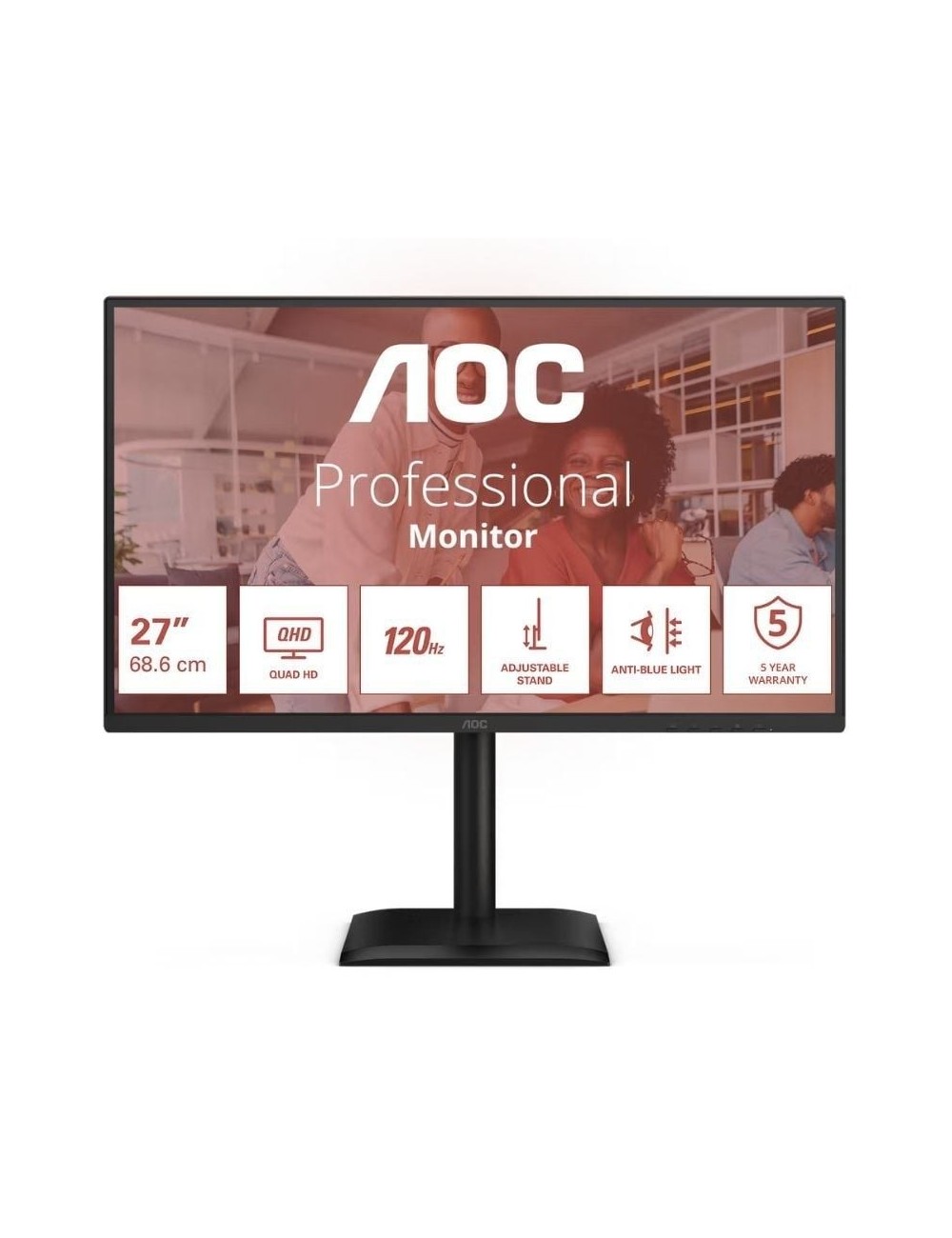 Monitor Profesional AOC Q27E4CV 27'/ QHD/ Multimedia/ Regulable en altura/ Negro