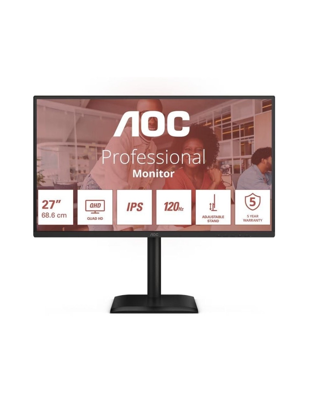 Monitor Profesional AOC Q27E4U 27'/ QHD/ Multimedia/ Regulable en altura/ Negro