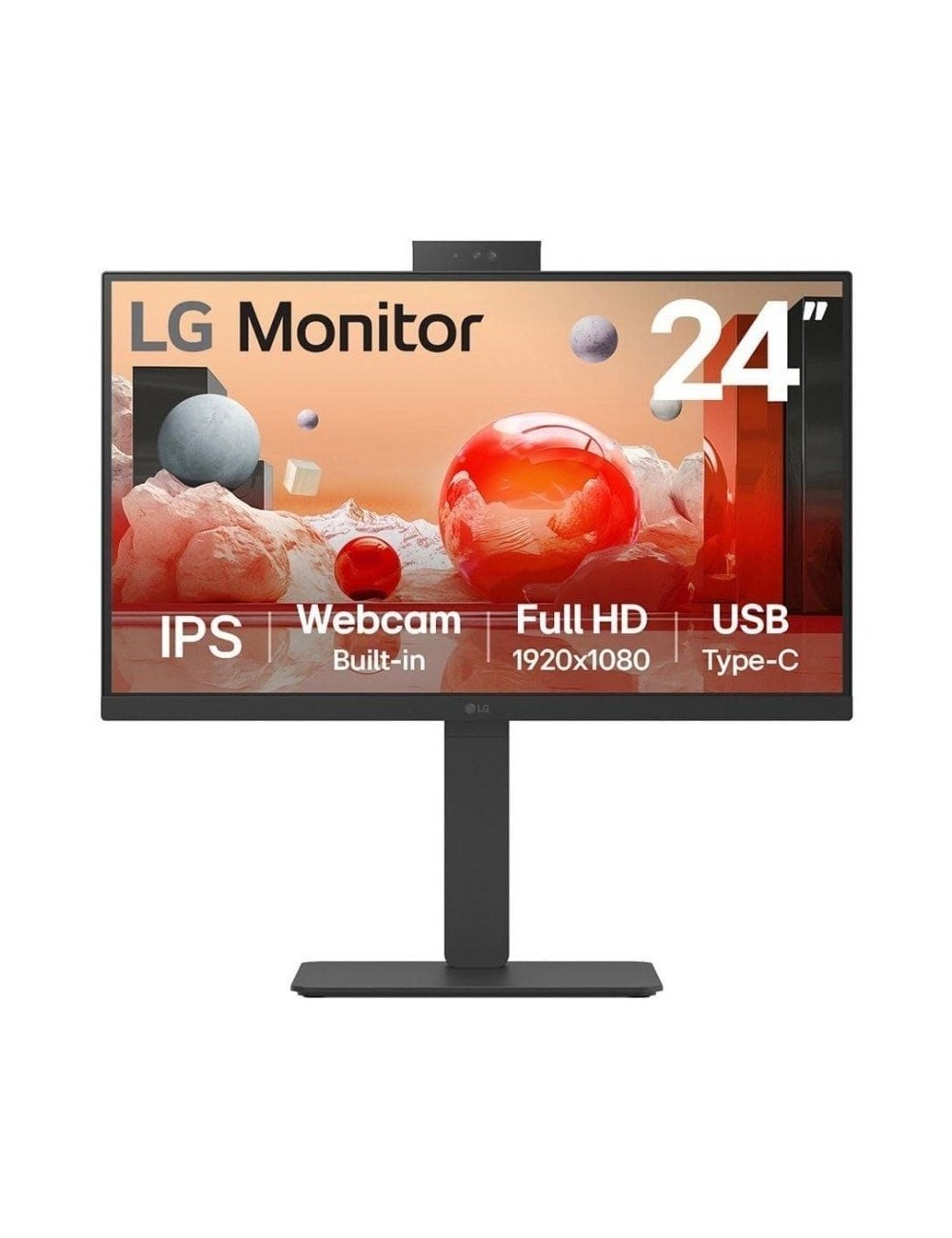 Monitor Profesional LG 24BA850-B 23.8'/ Full HD/ Webcam/ Multimedia/ Negro