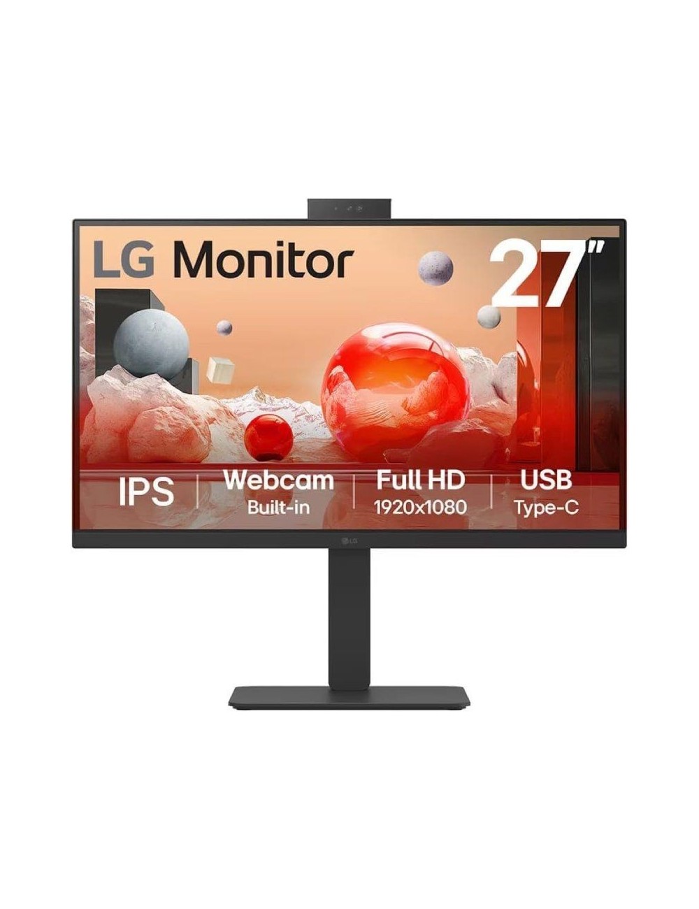 Monitor Profesional LG 27BA850-B 27'/ Full HD/ Webcam/ Multimedia/ Regulable en altura/ Negro