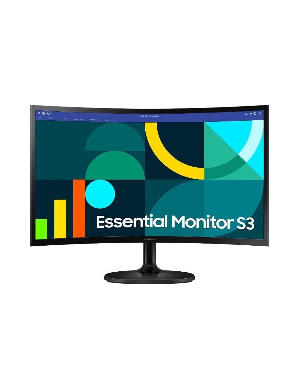 Monitor Profesional Curvo Samsung Essential Monitor S3 S36GD S24D364GAU/ 24'/ Full HD/ Negro
