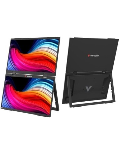 Monitor Portátil Táctil Verbatim Duo Essentials 15.6' + 15.6'/ Full HD/ Multimedia/ Negro
