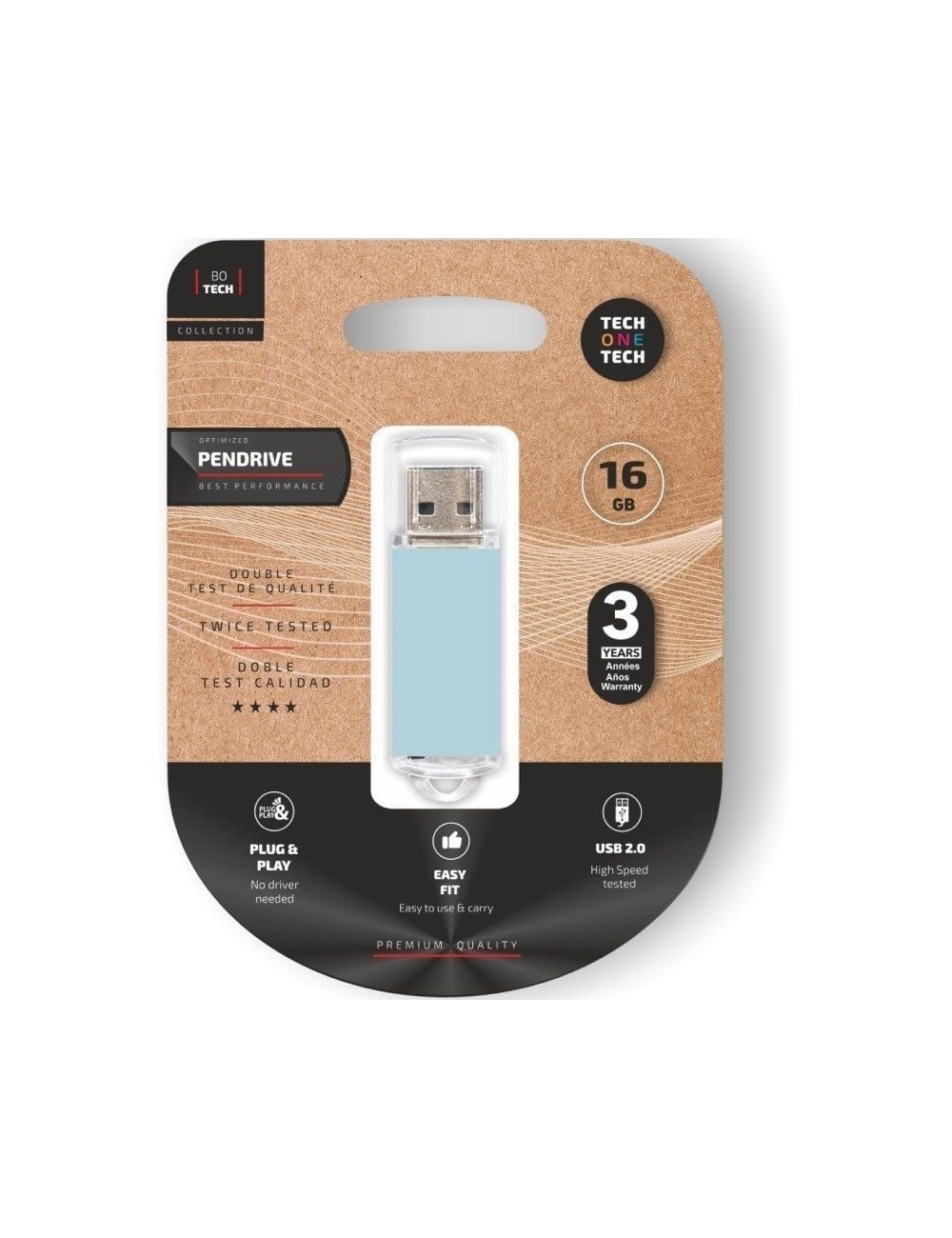 Pendrive 16GB Tech One Tech Basic USB 2.0/ Azul Cielo